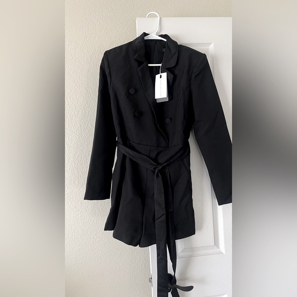 Endless Rose Pants - Endless Rose belted tuxedo romper w/pockets